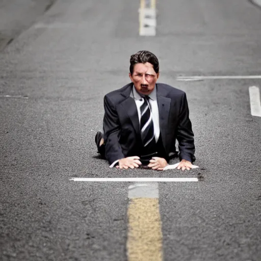 Prompt: a photograph of a politican splooting