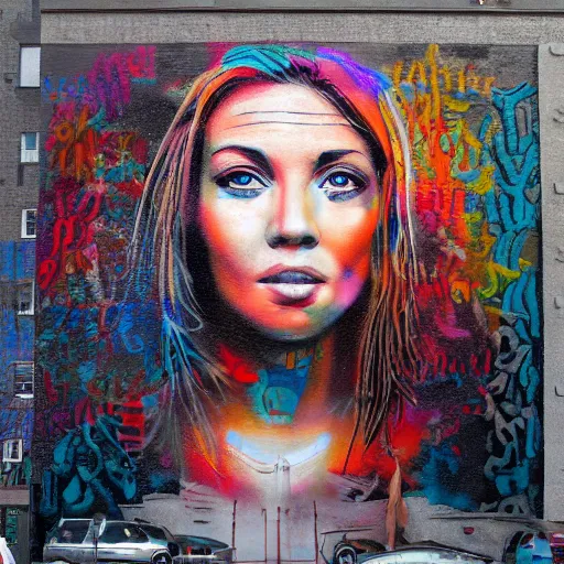 Image similar to a highly detailed portrait in the style of spray - painted street art