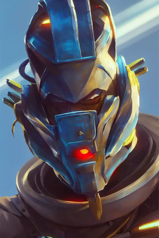 Image similar to epic mask helmet robot ninja portrait stylized as fornite style game design fanart by concept artist gervasio canda, behance hd by jesper ejsing, by rhads, makoto shinkai and lois van baarle, ilya kuvshinov, rossdraws global illumination radiating a glowing aura global illumination ray tracing hdr render in unreal engine 5