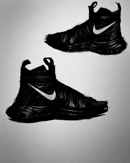 Image similar to “Medium shot of a character wearing Nikes in the style of Greg Rutkowski”