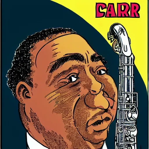 Image similar to “portrait of Charlie Parker, by Robert crumb, coloured, graphic”