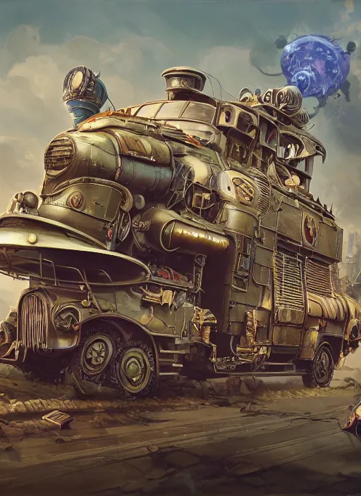 Prompt: high intricate painting bus lightyear, dieselpunk, full shot, neil gaiman, maria panfilova, andrea savchenko, mike kime, ludovic plouffe, qi sheng luo, oliver cook, julian calle, eddie mendoza, trending on artstation