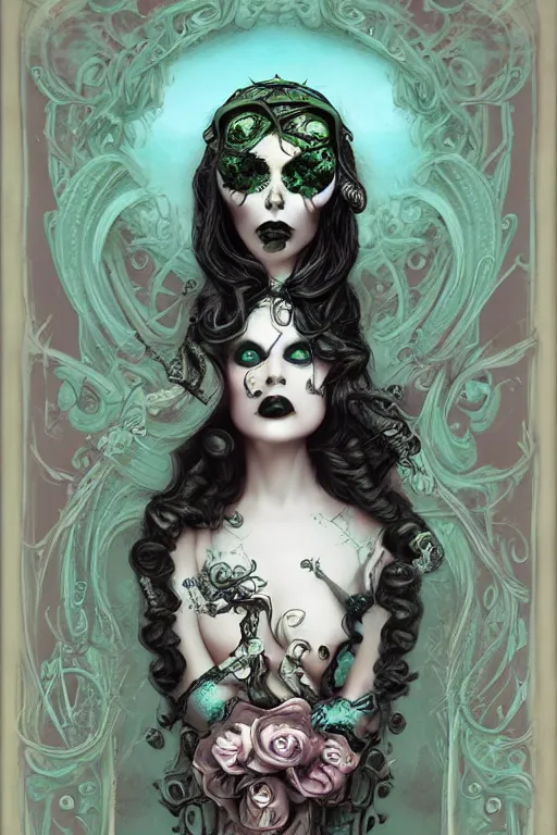 Prompt: haunted - punk, lovecraftian, art nouveau, by natalie shau