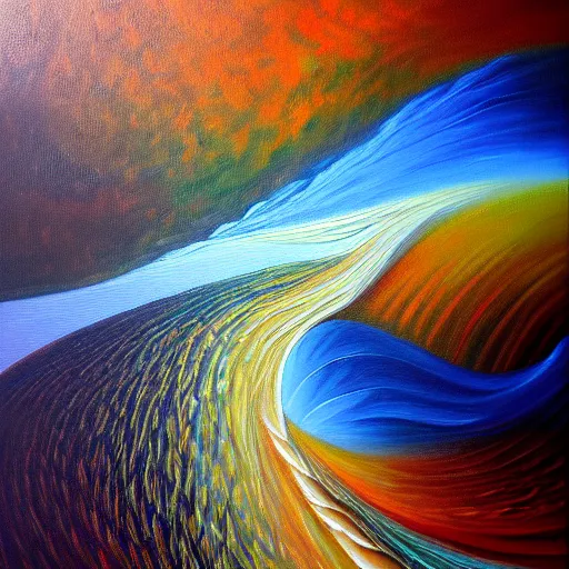 Prompt: a painting of the flow of time!! reversing! at the moment of the death!!, oil painting, a sense of wonder, a sense of awe, inspiring, majestic, highly textured