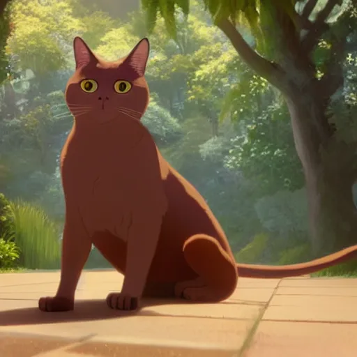 Image similar to a wholesome animation key shot of a burmese cat, studio ghibli, pixar and disney animation, sharp, rendered in unreal engine 5, anime key art by greg rutkowski, bloom, dramatic lighting
