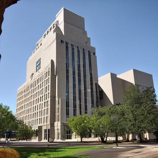 Prompt: the mayo clinic during an alien invasion, nikon 35m