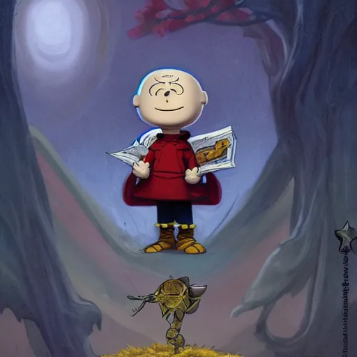 Prompt: Charlie Brown as the The Emperor Major Arcana Tarot Card, DnD character art portrait, matte fantasy painting, DeviantArt Artstation, by Jason Felix by Steve Argyle by Tyler Jacobson by Peter Mohrbacher, cinematic lighting