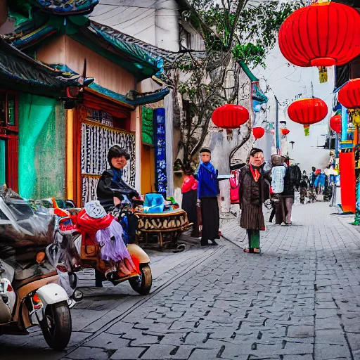 Image similar to Whimsical street photography scene in a small city in China, Ricoh GRIII, f/3, focal length: 18.0 mm, shutter speed: 1/250 s, ISO: 200