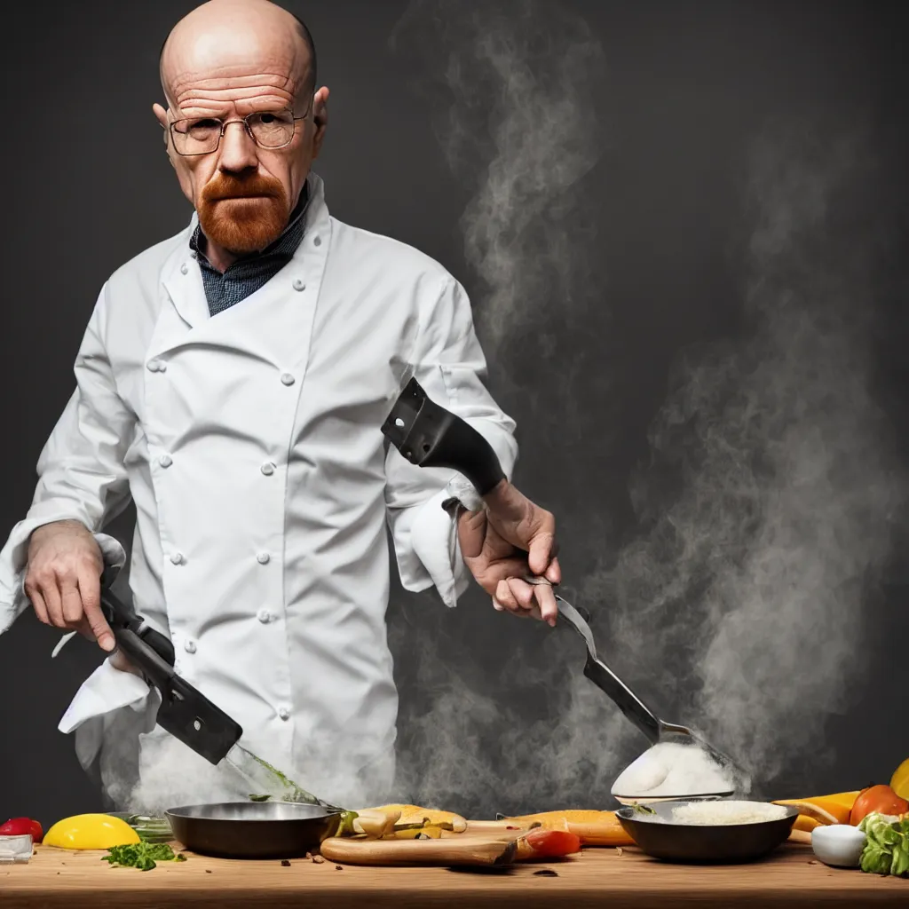 Prompt: heisenberg, cooking, photo, 4 k