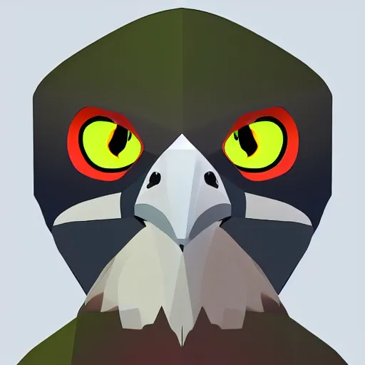 Image similar to Falcon bird face, low polygon effect, 2d
