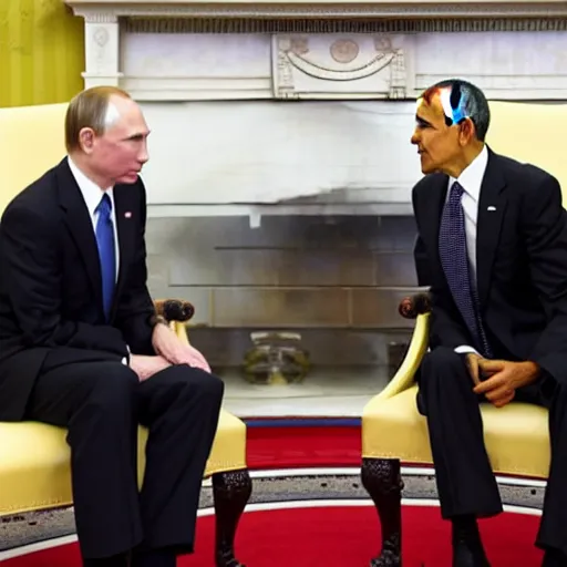 Prompt: obama meets with putin