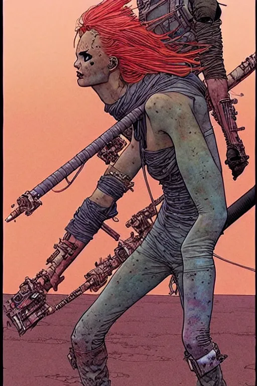 Prompt: ( ( ( ( ( madmax fury road cover art. muted colors. ) ) ) ) ) by mœbius!!!!!!!!!!!!!!!!!!!!!!!!!!!