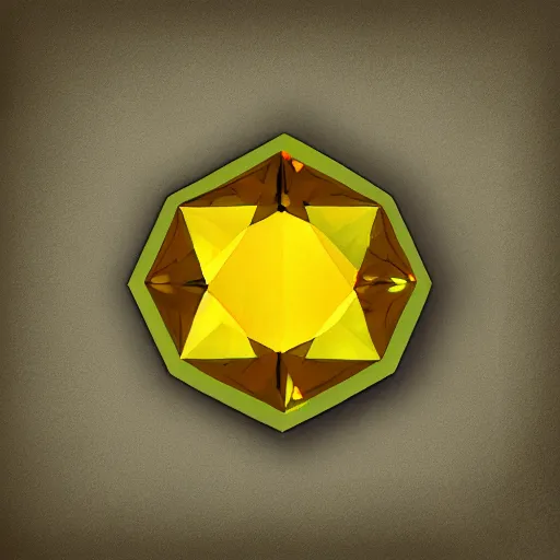 Image similar to yellow crystal gem, hexagonal, digital art, neutral background