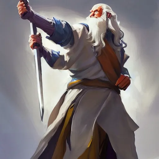 Prompt: greg manchess portrait painting of gandalf as overwatch character, medium shot, asymmetrical, profile picture, organic painting, sunny day, matte painting, bold shapes, hard edges, street art, trending on artstation, by huang guangjian and gil elvgren and sachin teng