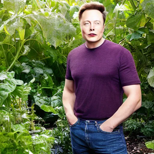 Prompt: Elon Musk skin like beets, in the garden, super realistic photo