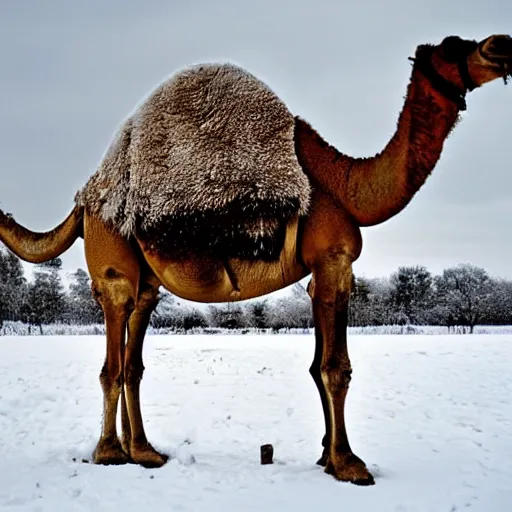 Image similar to a camel in the snow