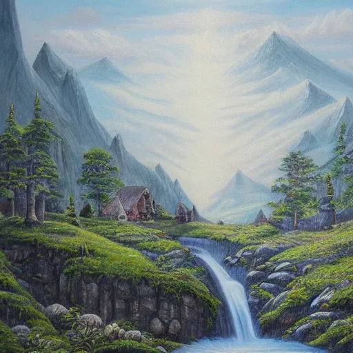 Prompt: Middle Earth, oil painting, detailed