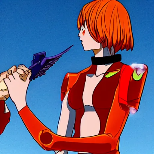 Image similar to biden giving asuka from evangelion the medal of honor, 4 k, president