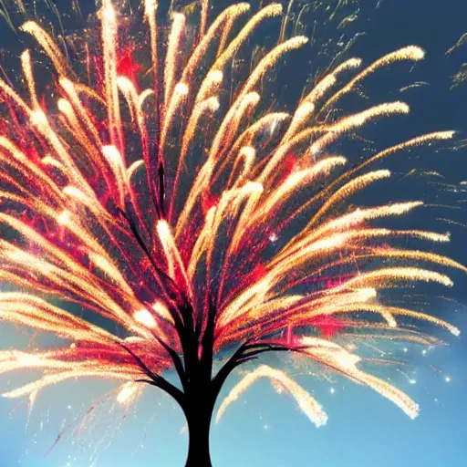 Image similar to a tree with fireworks for leaves