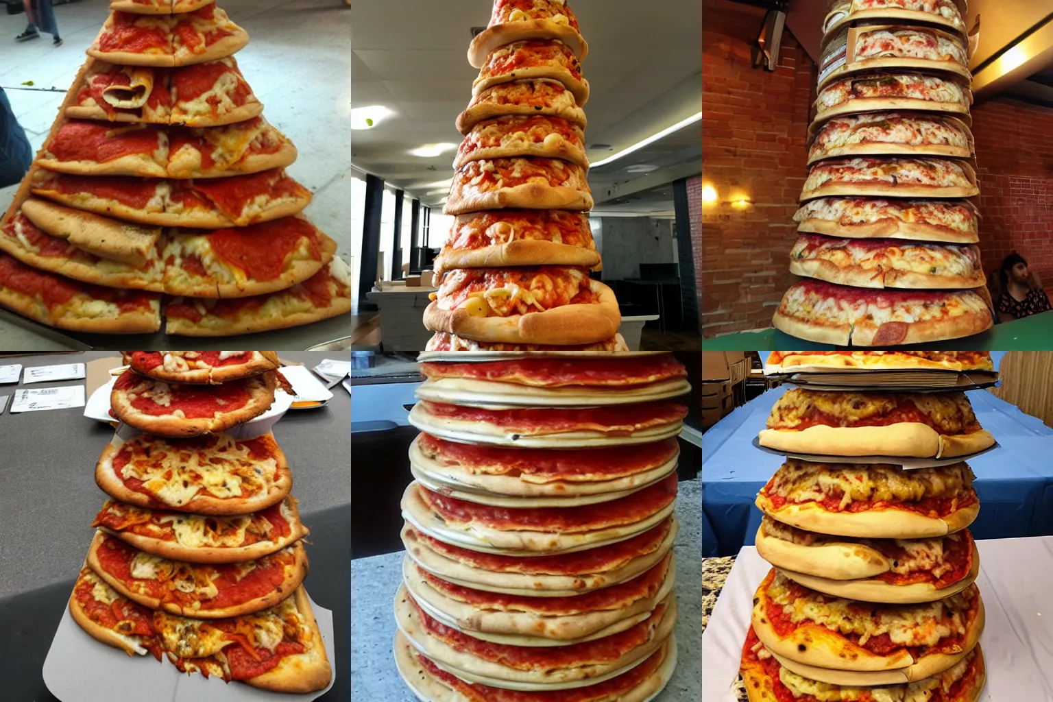 Prompt: leaning tower of pizza