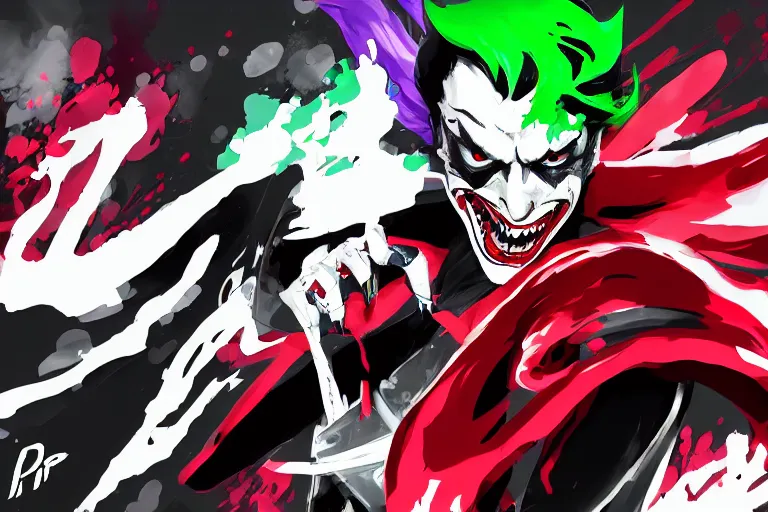 Prompt: splash art of Joker from Persona 5 as a league of legends champion, riot games, digital art