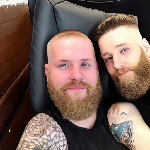 Image similar to a photo of a white man with a mid fade haircut and level 1 clipper beard that is happy with his 3 month year old baby boy.