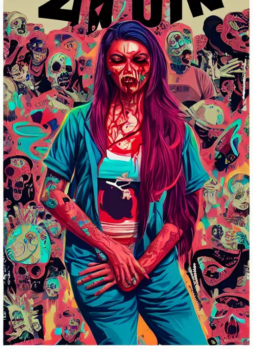 Image similar to zombie full body latina hiphop streetwear drip, tristan eaton, victo ngai, artgerm, rhads, ross draws