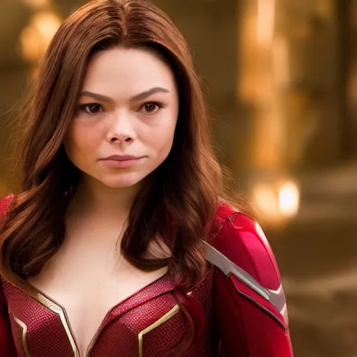 Image similar to Scarlet Witch from Infinity war, played by Miranda Cosgrove