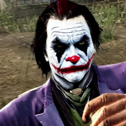 Image similar to health ledger joker in red dead redemption 2 4k Quality