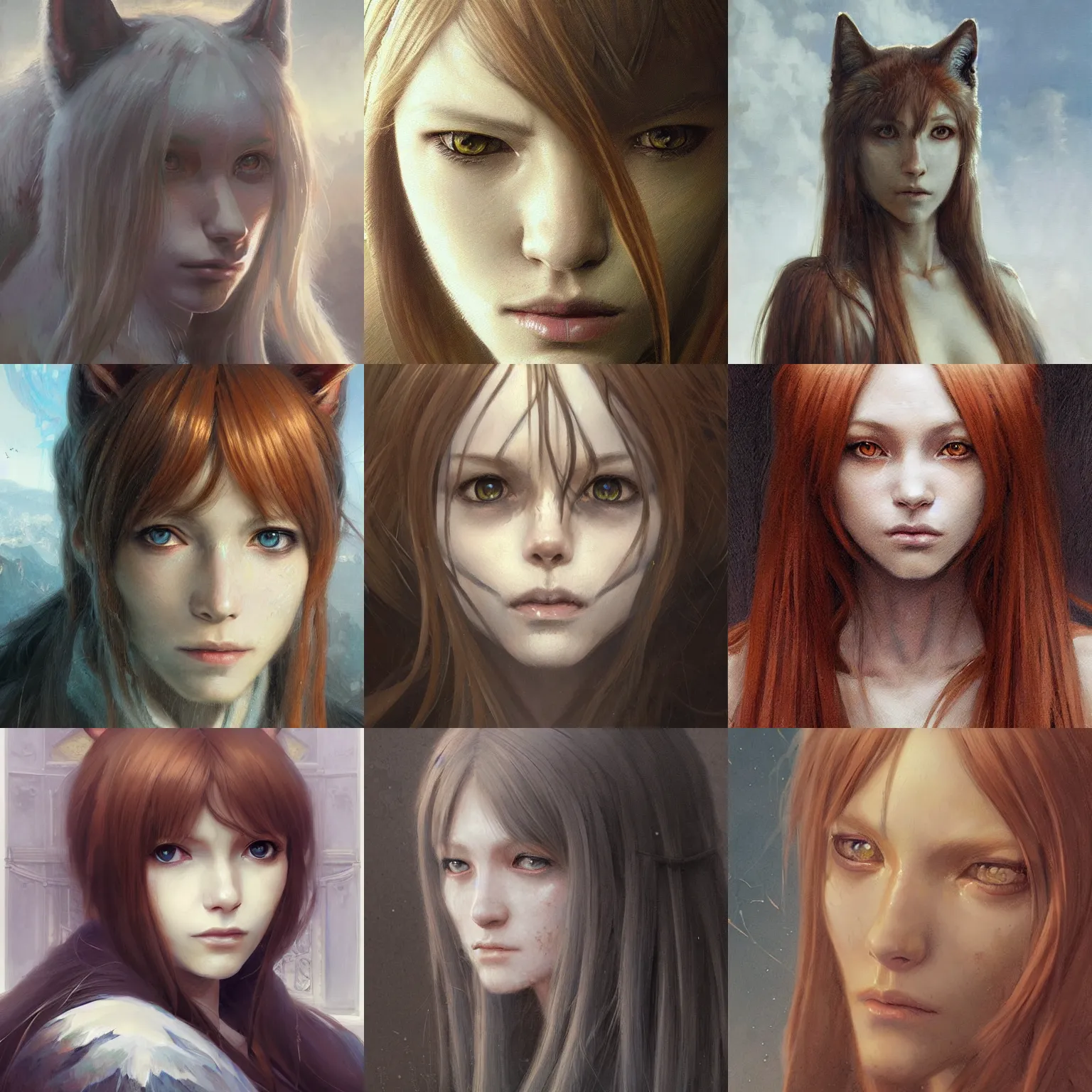 Prompt: a masterpiece portrait painting of holo ( from spice & wolf ), ultra realistic, concept art, intricate details, eerie, highly detailed, photorealistic, by greg rutkowski