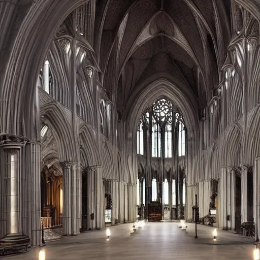 Image similar to The head offices of ODOO as a beautiful gothic cathedral, dramatic lighting, photorealistic