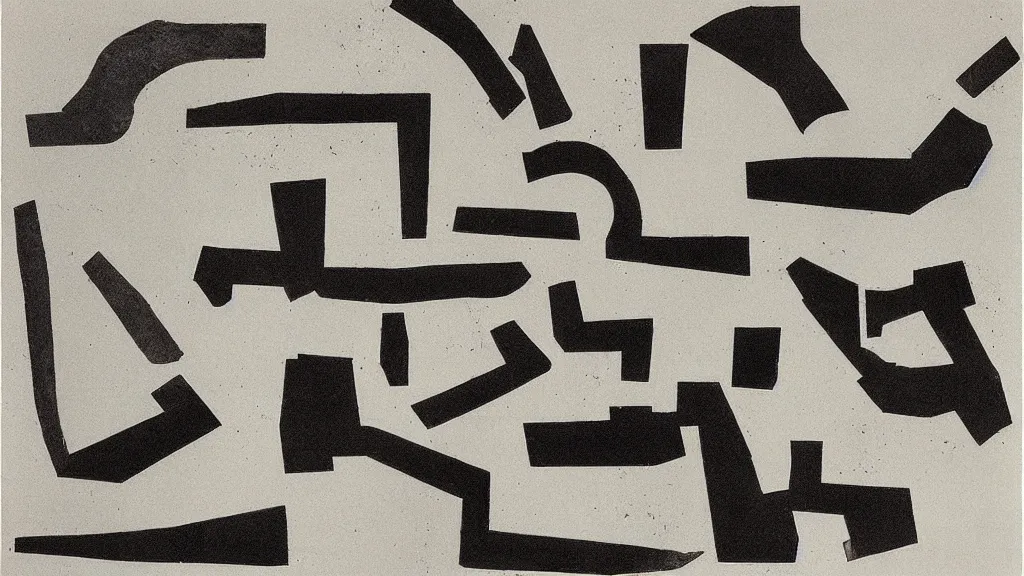 Prompt: “a lithographic collage made by Eduardo Chillida, design process, detailed scan”