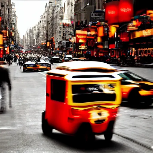 Prompt: a tuk tuk in 5th Avenue, luxurious, elegant, highly detailed, award winning digital art, dramatic lighting, cinematic, 4k