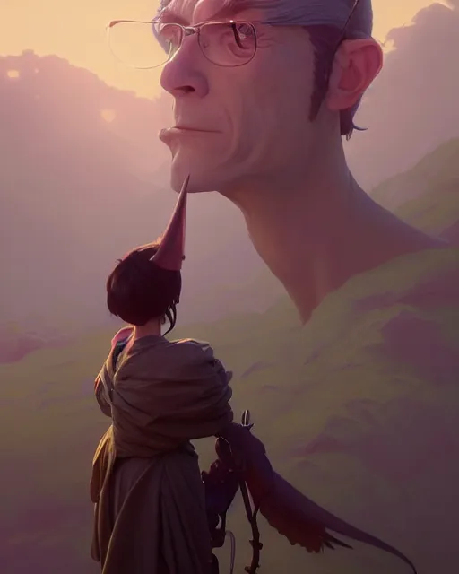 Image similar to highly detailed surreal vfx portrait of a sacred boss ross, stephen bliss, unreal engine, greg rutkowski, loish, rhads, beeple, makoto shinkai and lois van baarle, ilya kuvshinov, rossdraws, tom bagshaw, alphonse mucha, global illumination, detailed and intricate environment