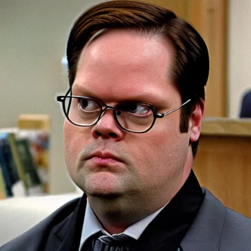 Image similar to dwight schrute pretending to be brian baumgartner