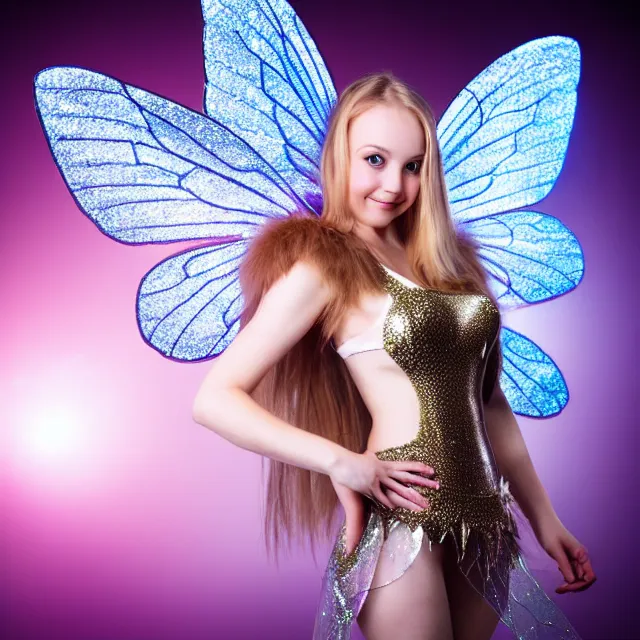 Image similar to beautiful adult fairy with sparkling armour, award - winning photo