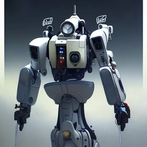 Image similar to portrait of medical paramedic patlabor ape mech,wires,gadgets,cables,lenses,gears,led displays,UI intricate, elegant, highly detailed, digital painting, artstation, concept art, smooth, sharp focus, illustration, art by artgerm and greg rutkowski and alphonse mucha