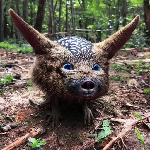 Prompt: check out this weird animal i found in the forest!
