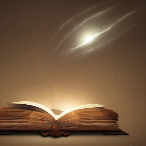 Image similar to light falling on a mythical book in dark background, artstation