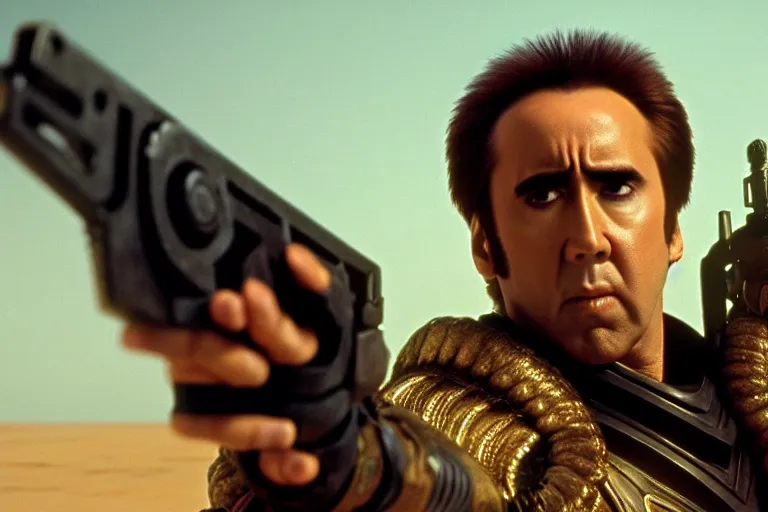 Image similar to Nicolas cage in dune high resolution still film