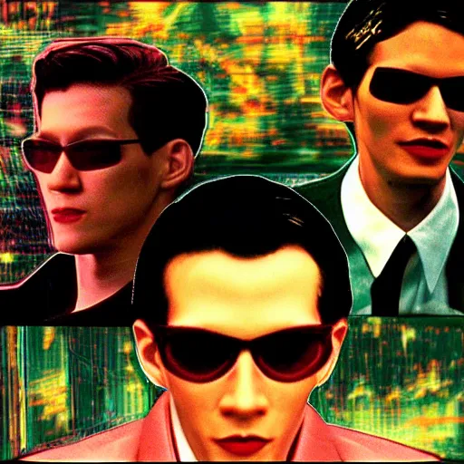 Image similar to a screenshot of neil cicierega in the matrix, vhs quality