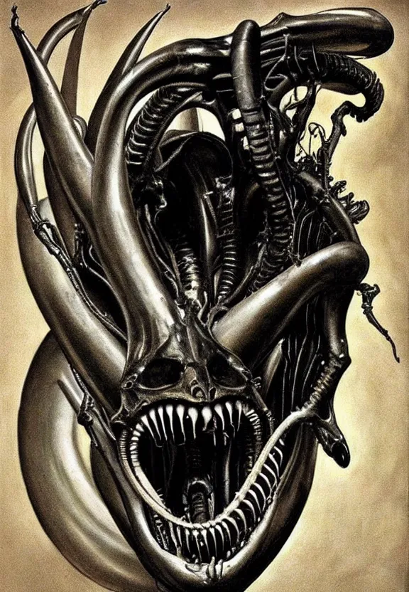 Prompt: one famous person, simple, simplicity, subgenius, x - day, weird stuff, occult stuff, knives, giger ’ s xenomorph, illuminati, gem tones, hyperrealism, stage lighting