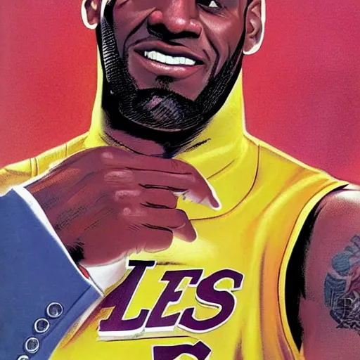Image similar to comic book cover for'president lebron james ', art by alex ross