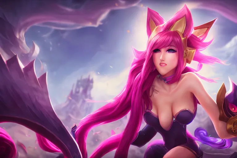 Prompt: league of legend, winning an aram, ahri, photograph, 8 k, realistic