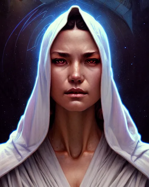 Image similar to a robed high republic jedi master, fantasy character portrait, ultra realistic, intricate, elegant, highly detailed, digital painting, artstaion, smooth, sharp, focus, illustration, art by artgerm and greg rutkowski and alphonse mucha