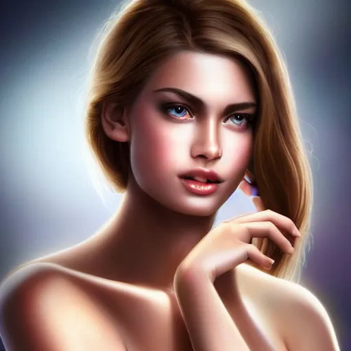 Image similar to a sad gorgeous female, photo, professionally retouched, soft lighting, wearing sundress, illuminated by moonlight, realistic, smooth face, tanned goddess, luscious lips, perfect eyes, wide angle, sharp focus on eyes, 8 k high definition, insanely detailed, intricate, elegant, art by artgerm and wlop