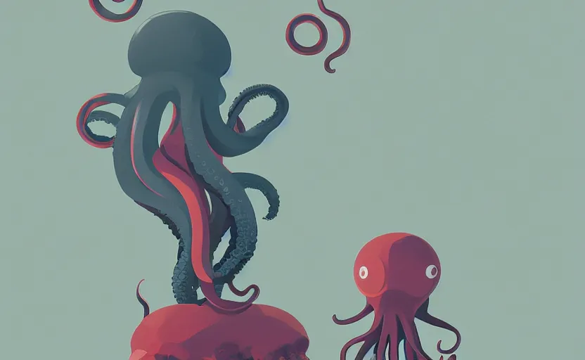 Prompt: octopus women chef, james gilleard, print, game art