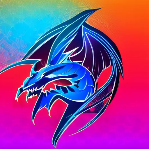 Image similar to dark dragon with blue flames, silky texture, gradient, vector illustration, logo, aesthetic, 4 k, hd