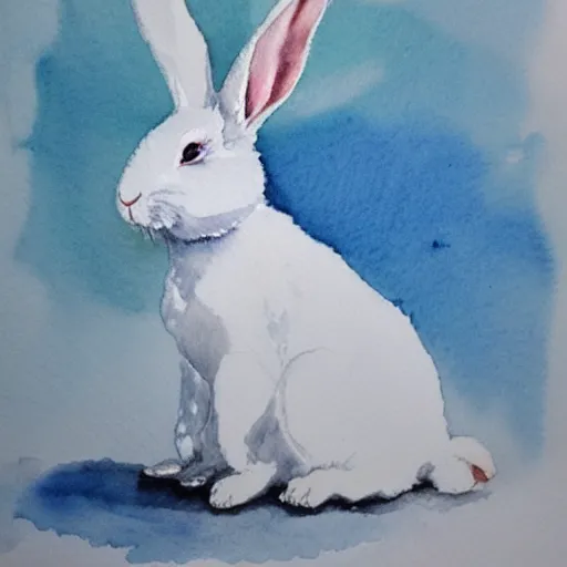 Prompt: a rabbit wearing a beautiful white dress, watercolour, realistic