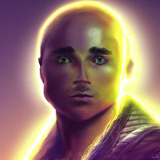 Prompt: a male wizard, glowing, frontal view, cool looking, photoshop